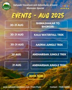 August 2025 trekking events by Sahyadri Vacations.