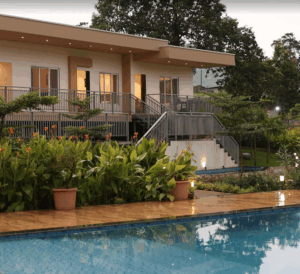 Modern house with pool and garden