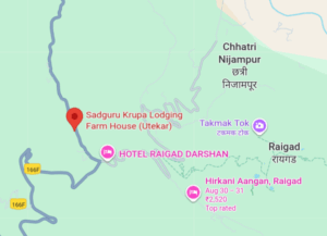 Map showing hotels near Raigad, India.