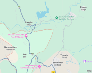 Map showing Rawalje, Devkund Waterfall area.