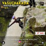 Person rappelling beside Vasuchakada waterfall.