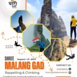 Malang Gad trekking and rappelling event poster.