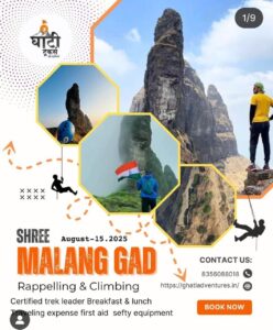 Malang Gad trekking and rappelling event poster.