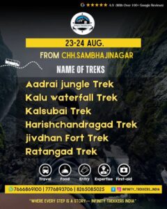 Trek event 23-24 Aug, multiple trek locations listed.