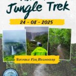 Aadrai Jungle Trek flyer with waterfall images.