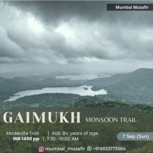 Gaimukh monsoon trail, scenic view, hiking event.