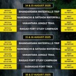 Pune adventure trips from August 14-17, 2025.