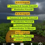 Weekend trekking events schedule for August.