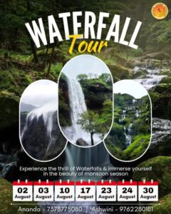 Waterfall tour dates in August with scenic views.