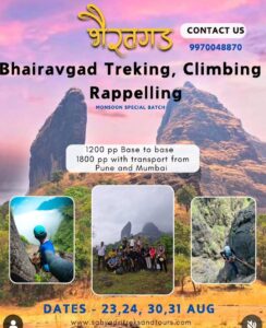 Bhairavgad trekking, climbing, rappelling adventure event.