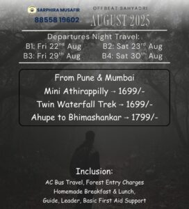 August 2025 treks from Pune and Mumbai details.