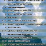 August 2025 trekking and rappelling events schedule.