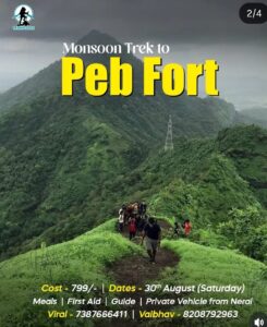 Monsoon trek group hiking to Peb Fort.