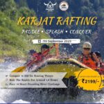 Karjat rafting adventure poster with key details.