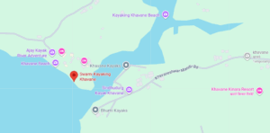 Map of kayaking locations in Khavane, India.