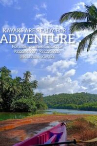 Kayaks by river ready for adventure in nature.