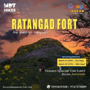 Ratangad Fort trekking event in Sahyadri Mountains.