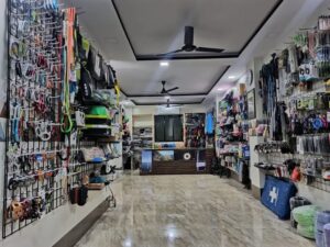 Outdoor gear and equipment store interior view.