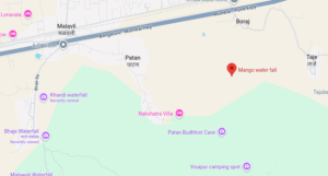 Map showing Mango Waterfall location near Malavli.