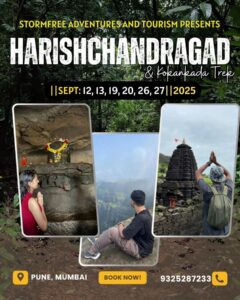 Harishchandragad trek promotion, September 2025 dates listed.