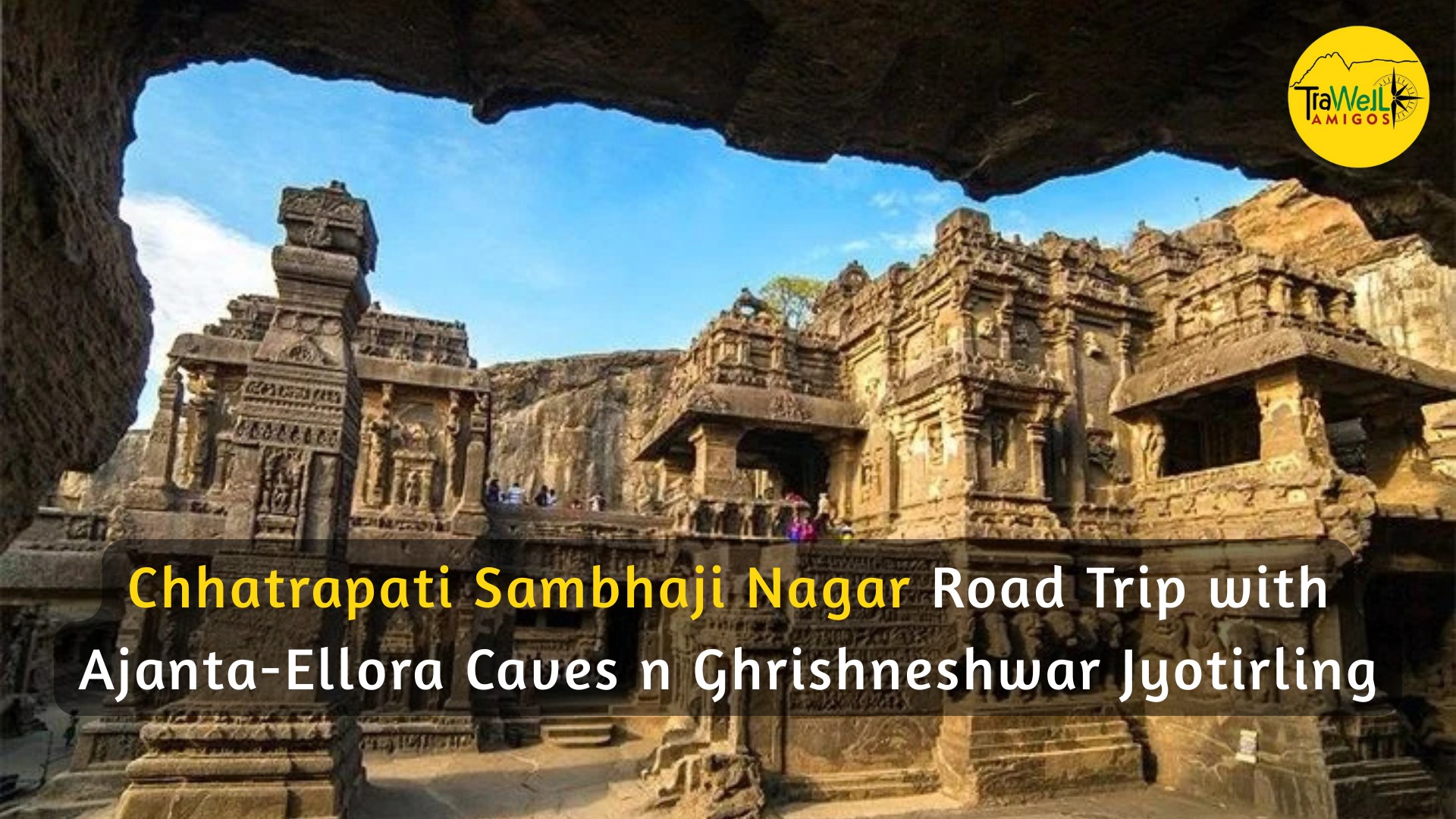 Ancient Ellora cave temples scenic view
