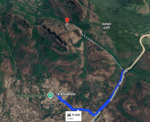 Map showing Asherigad Fort trek route