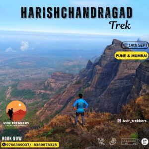 Hiker overlooks scenic Harishchandragad mountains, Maharashtra trek.