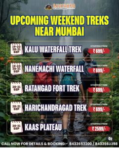 Upcoming weekend treks near Mumbai in September 2023.