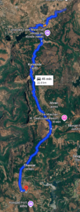Map route from Lonavala Lake to Korigad Fort.