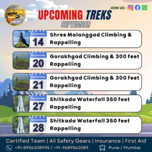 September trekking and rappelling schedule with dates.