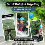 Waterfall rappelling adventure with booking details.