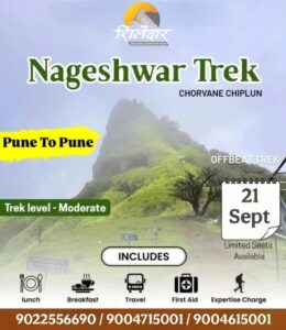 Nageshwar Trek promotional poster with contact details.