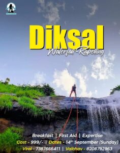 trekholics diksal waterfall rappelling 14th sept