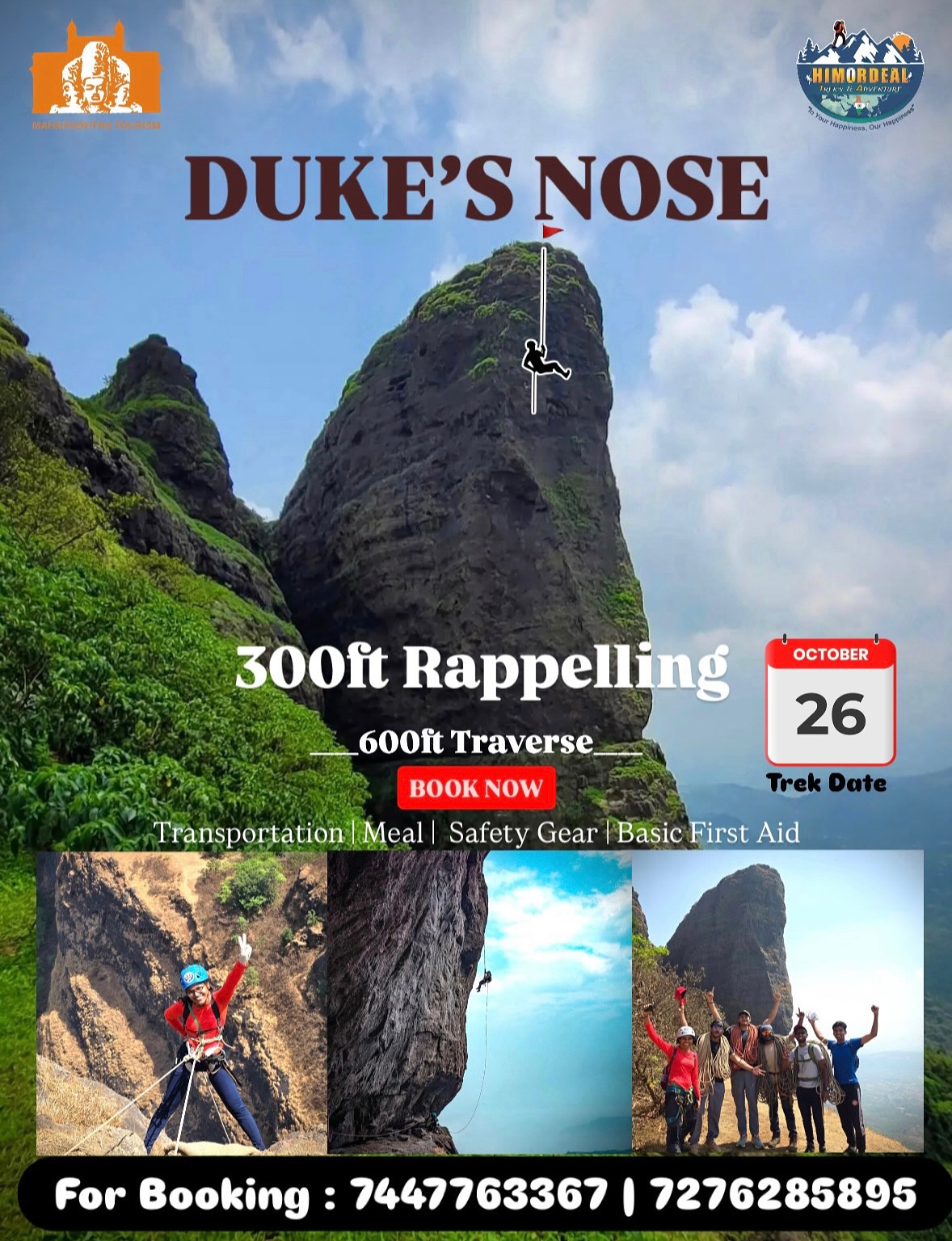 HimOrdeal Adventure trek to Dukes Nose Lonavala 26th oct Duke's Nose rappelling adventure, trek on October 26.