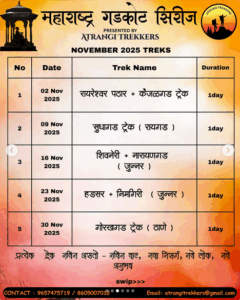 November 2025 trekking schedule by Atrangi Trekkers.