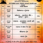 October 2025 trekking schedule by Atrangi Trekkers.