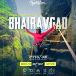 Person rappelling at Bhairavgad adventure event.