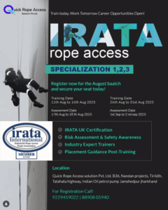 IRATA rope access training and certification information.