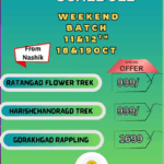 Upcoming Nashik trek schedule and prices listed.