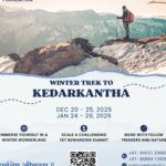Winter trek to Kedarkantha promotional poster.