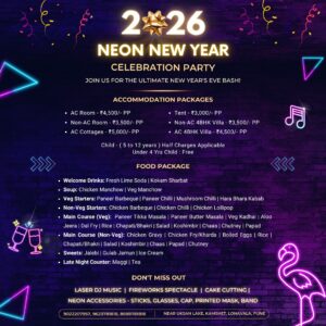 2026 Neon New Year Party with accommodation packages.