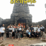 Group posing at ancient temple, Harishchandragad trek.