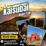 Kalsubai Night Trek promotional flyer with trekking scenes.