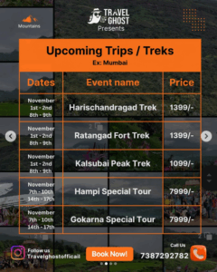 Travel Ghost upcoming treks November 2023.
