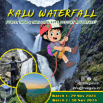 Kalu Waterfall trek poster with adventure details.