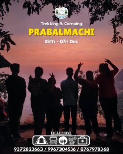 Group silhouetted against sunset at Prabalmachi trek.