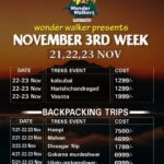Wonder Walker November treks and backpacking trips schedule.