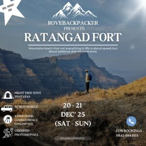 Ratangad Fort trekking event, December 20-21, details included.