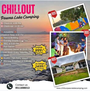 Chillout Pawna Lake camping offers and activities overview.