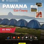 Pawana Lake camping tents with amenities and lake view.